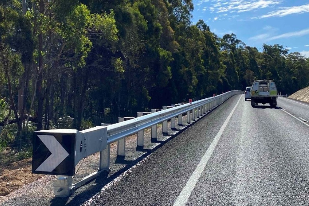 guardrail road barrier installation at railton main road tasmania